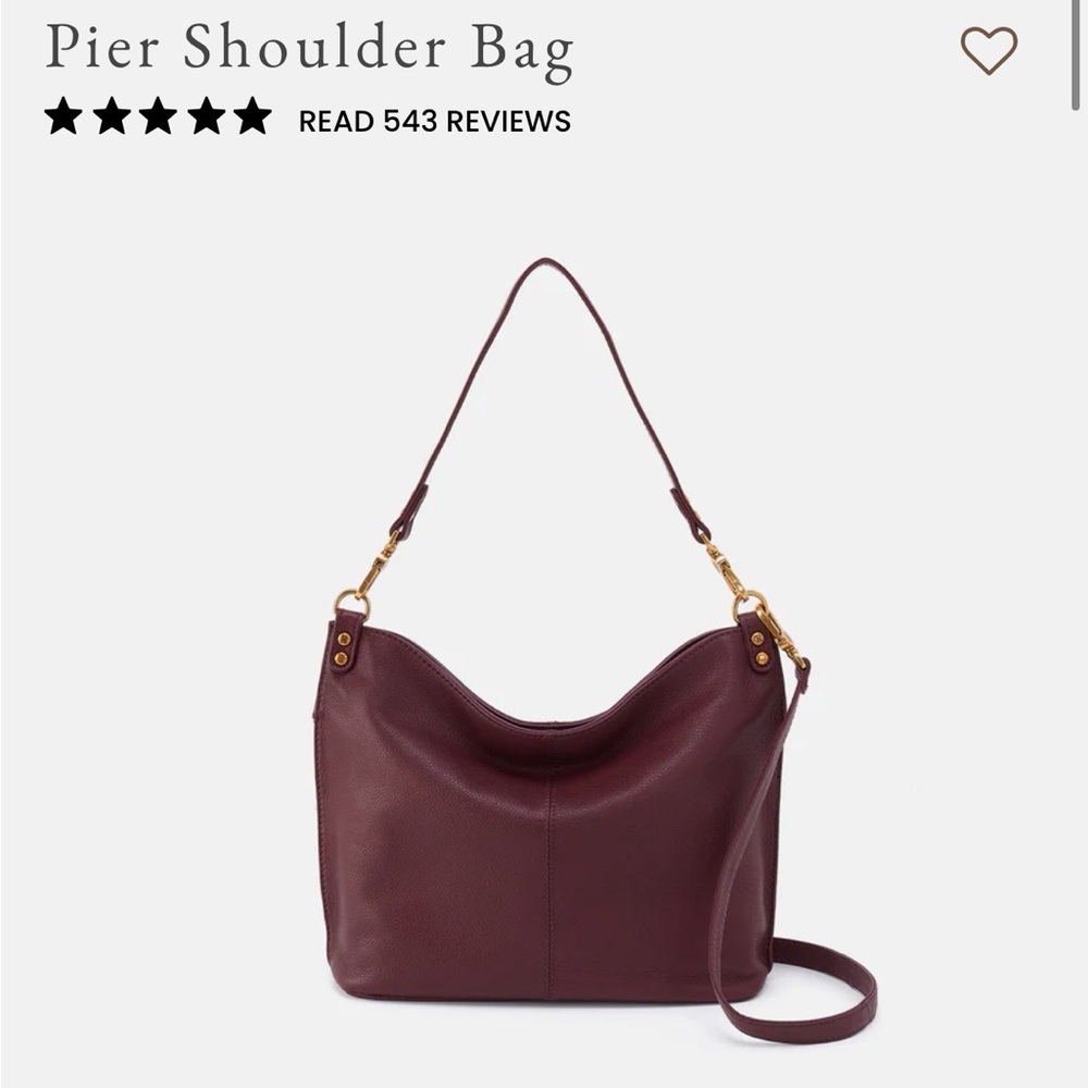 HOBO Burgundy Leather Shoulder Bag with Black Tassel and Gold Hardware - Picture 2 of 9